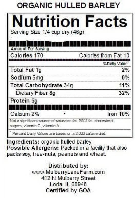 USDA 100% Hulled pounds) Certified Organic lbs (ten 10 Barley