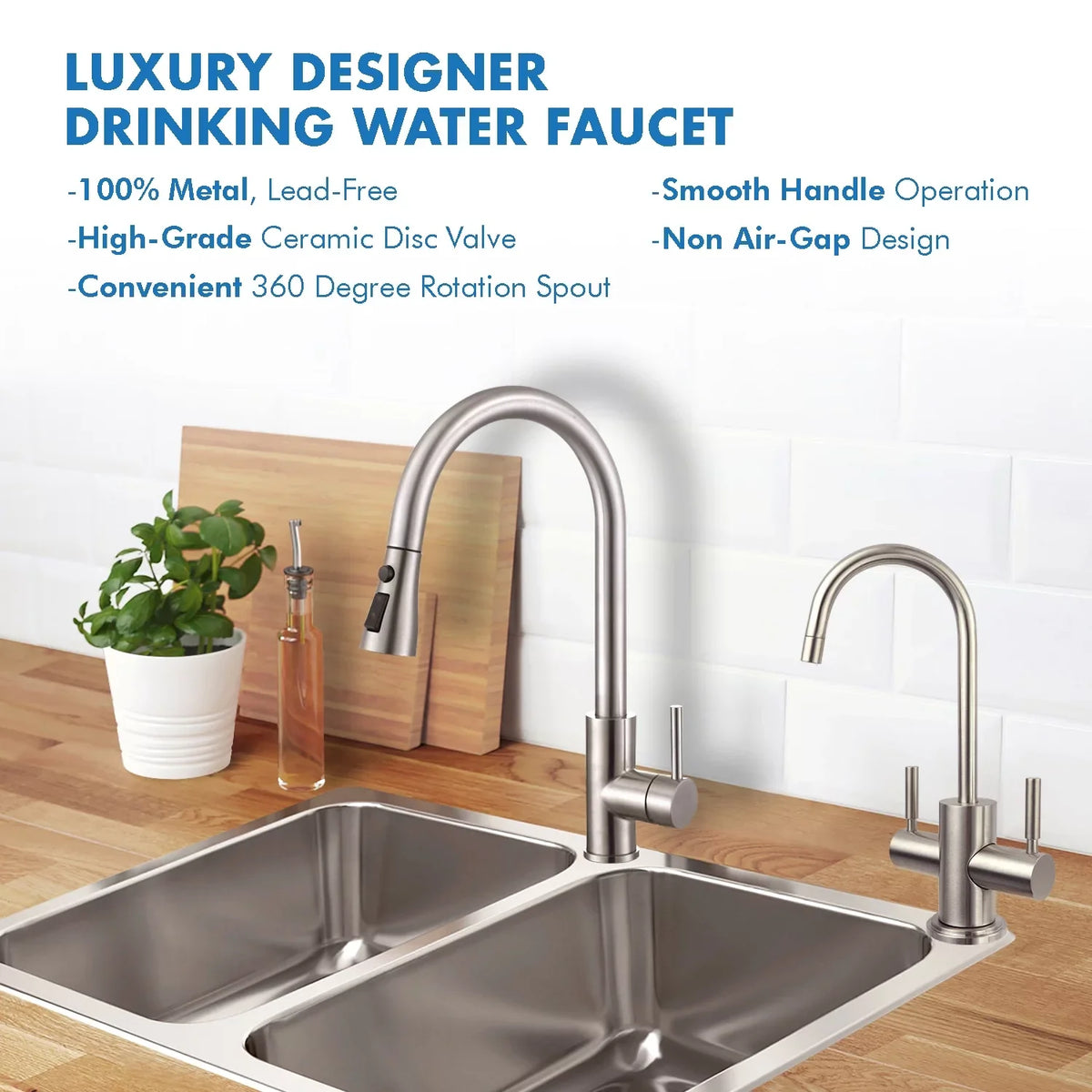 2-Handle Instant Drinking Osmosis Hot APEC Water Brushed Reverse Dispenser and Nickel Cold Westbrook in Faucet