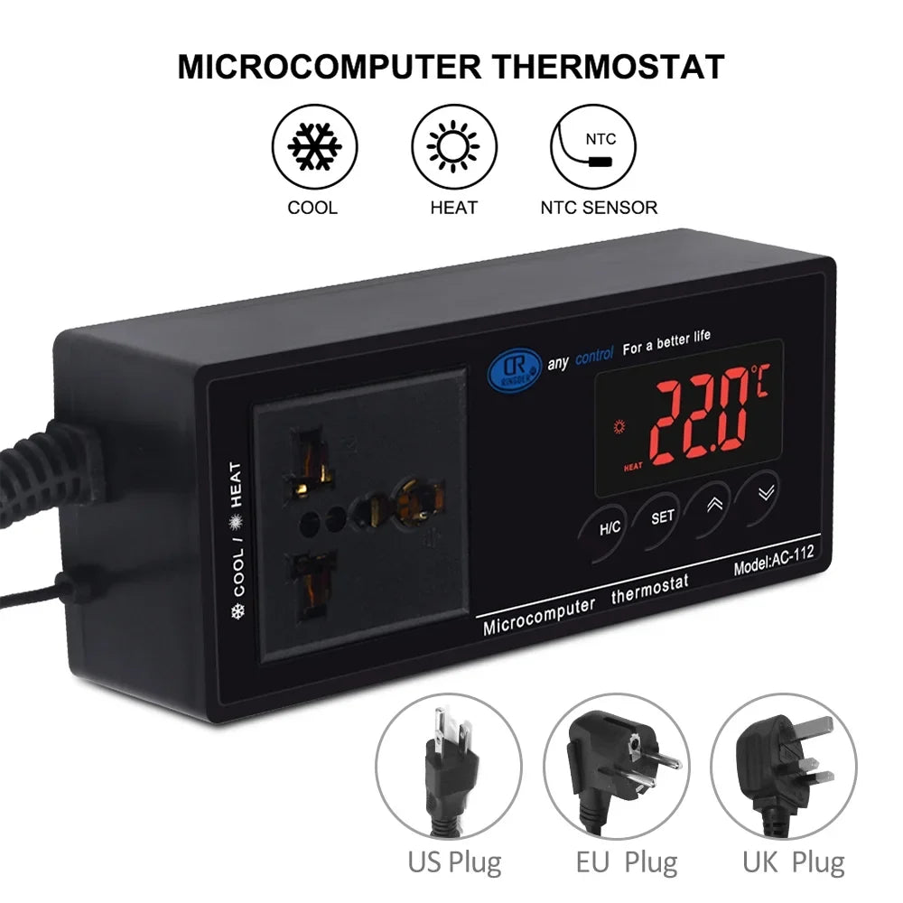 Controller Home Brewing, Green Cooling Outlet, Incubation, House Digital & Freezer, Thermostat for with Anself Heating 40℃~110℃ Temperature Reptiles Chest Mode