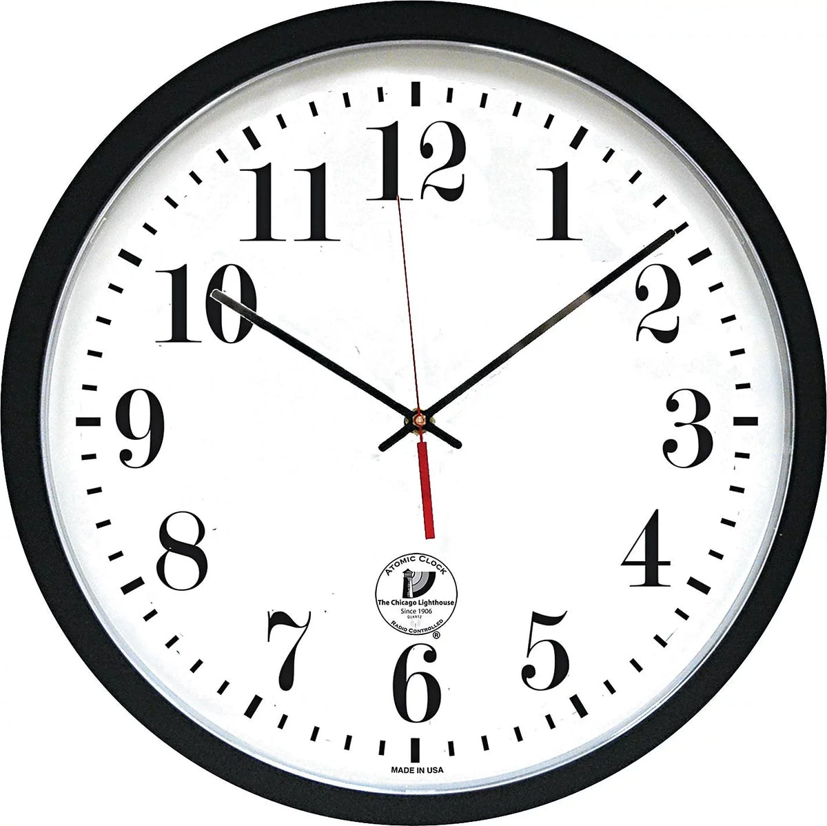 Lighthouse Chicago Contemporary 67403302 Clock Black ATOMIC