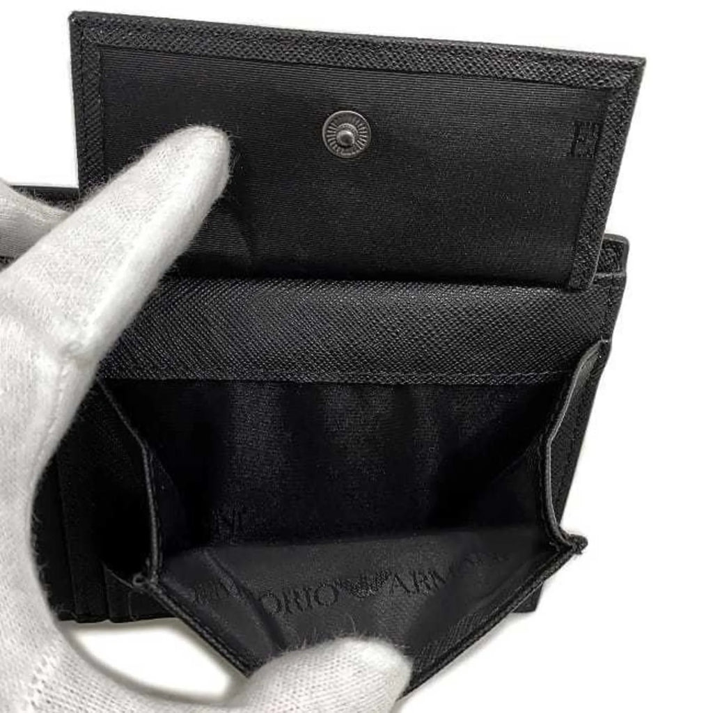black (Like Y4R165 wallet Armani leather ARMANI Emporio New) EMPORIO white Pre-Owned folio men's