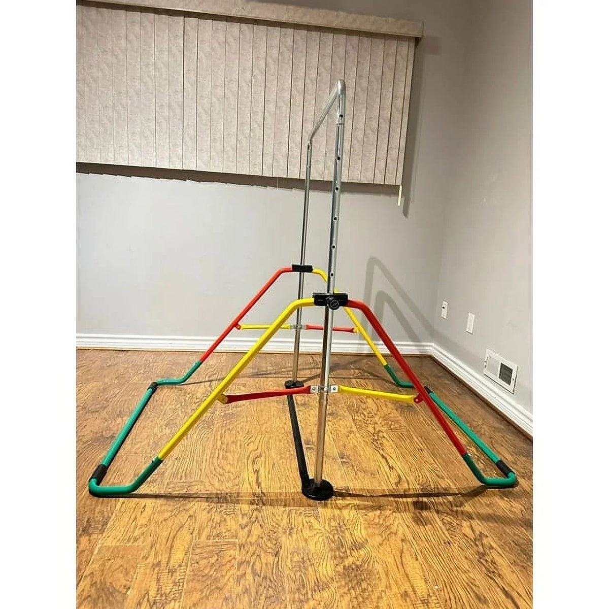 Junior Bar for Playground (Red/Yellow) Folding for Bar - Height-Adjustable Training Bar Kids' Gymnasts Bar Equipment Expandable Home Horizontal Kip - Monkey - Boys/Girls Gymnastics