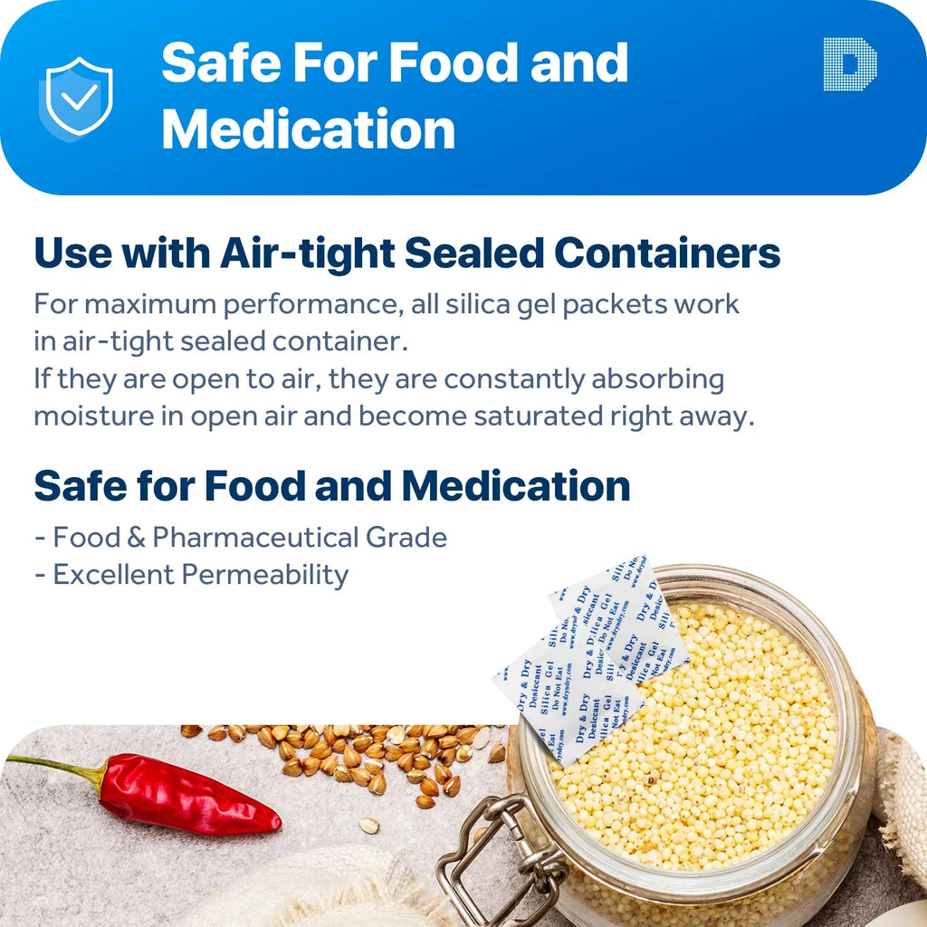 Gram Dry" (FDA [1000 Gel Dehumidifiers Desiccant Compliant) "Dry 1 Packs] Premium Rechargeable Packets Silica - Paper &