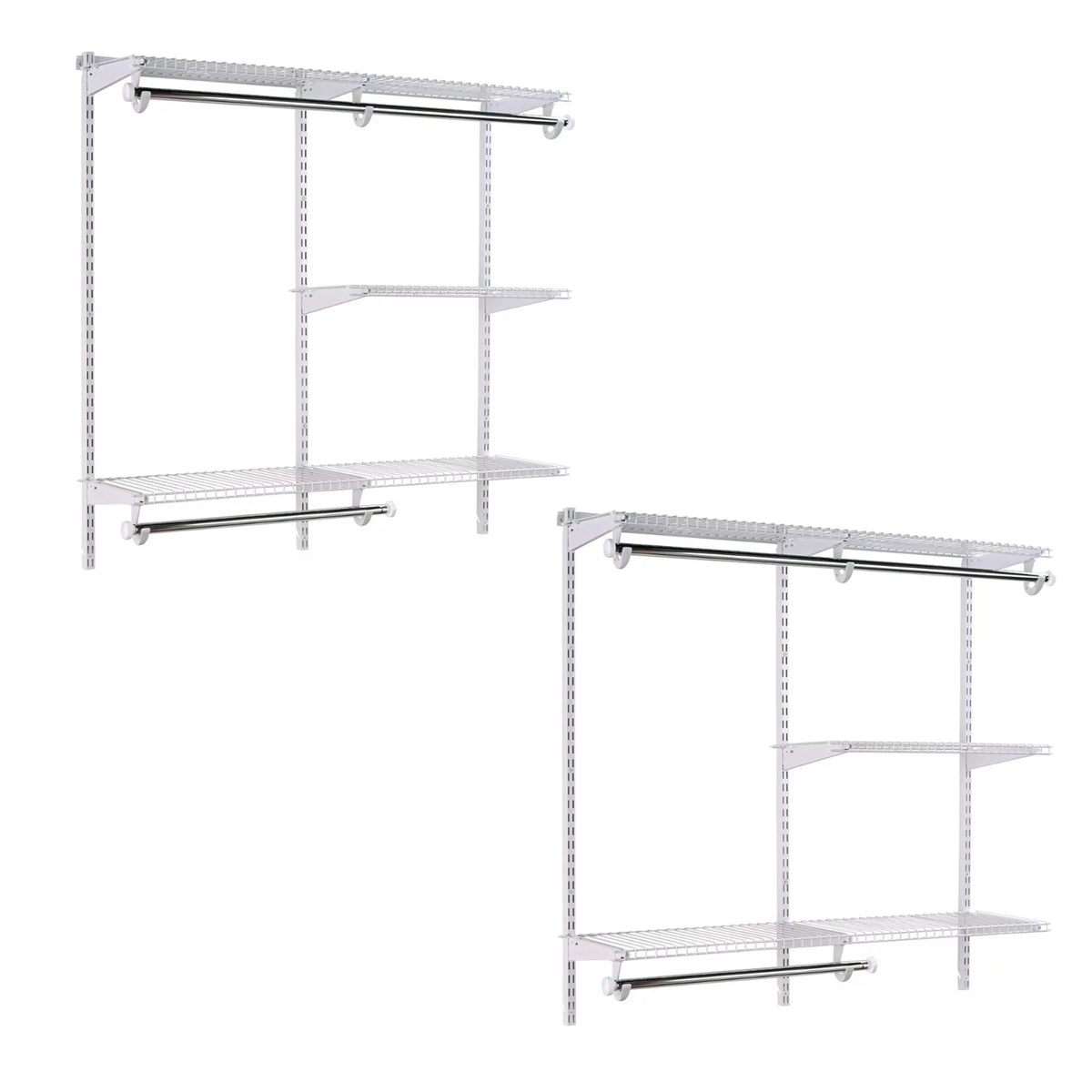 8 Custom to 4 (2 Rubbermaid Kit, Closet White Configurations Pack) Ft Organizer
