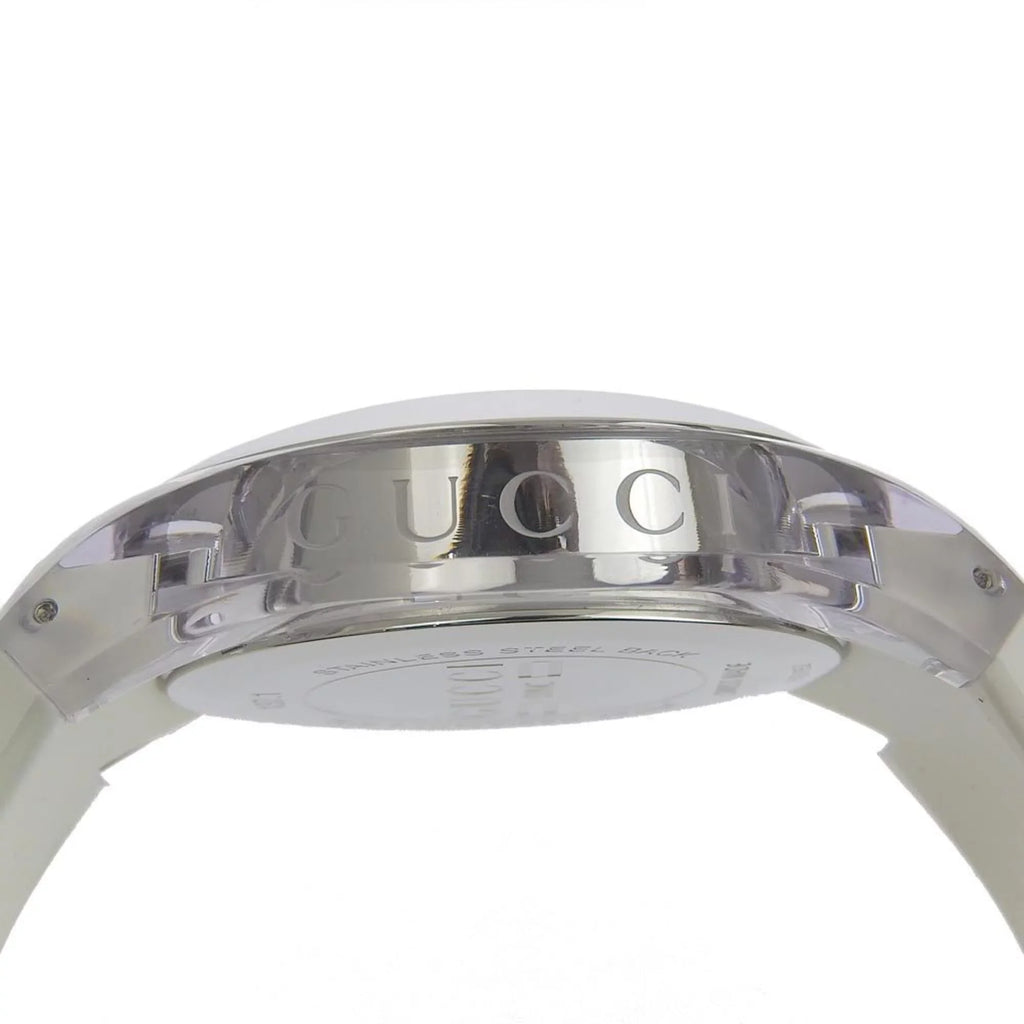 Authenticated Rubber Quartz Display Men's Silver 137.1 Watch Sink x Used Gucci Dial Analog Steel Stainless