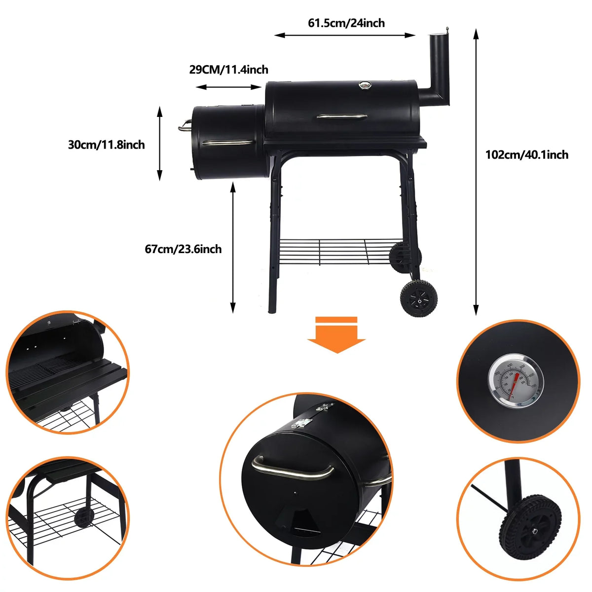 BBQ Outdoor Meat Charcoal Pit Barbecue Vebreda Smoker Grill Cooker Backyard
