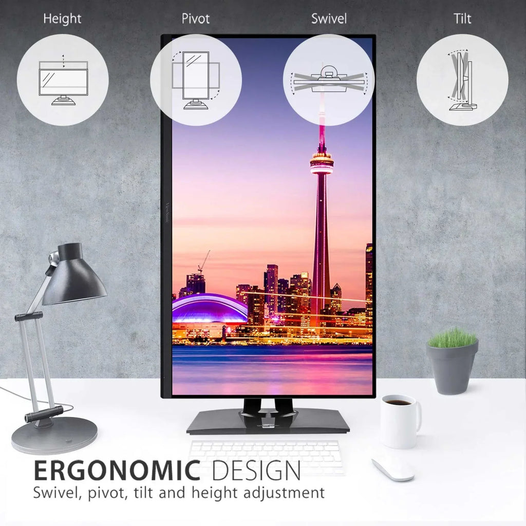 IPS Color USB and 4K Office Ultra-Thin C for Inch Pantone Monitor Accuracy, Validated, DisplayPort with ViewSonic Bezels, Premium 32 HDMI, Ergonomic Home VP3256-4K Professional and