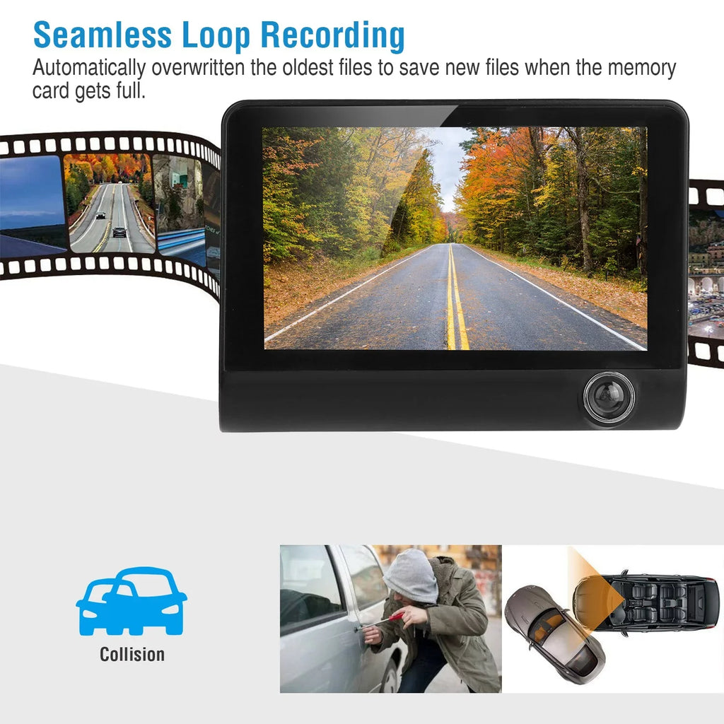 Rear Recording Motion G-Sensor Cam with Detection Front Dash Touch 1080P and iMouTEK Loop 4in Car Camera Dash Camera Screen