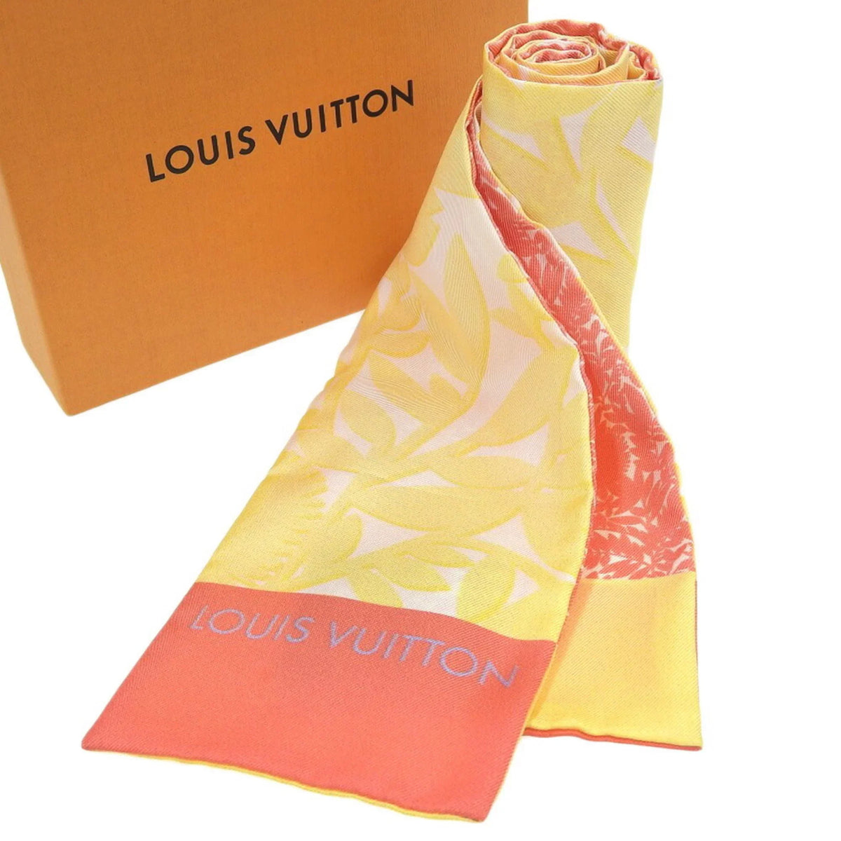 M75272 Pre-Owned VUITTON Louis Tropical Silk Pink Yellow (Good) Scarf Flower Vuitton LOUIS Bandeau
