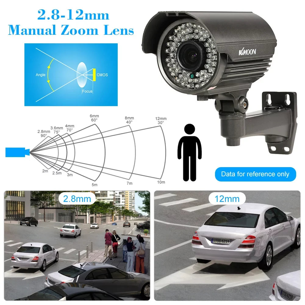 1/3” CMOS Manual PAL Night CCTV Camera, Weatherproof Andoer Vision, Indoor, Analog Zoom Varifocal 2.0MP Lens, AHD System, 1080P