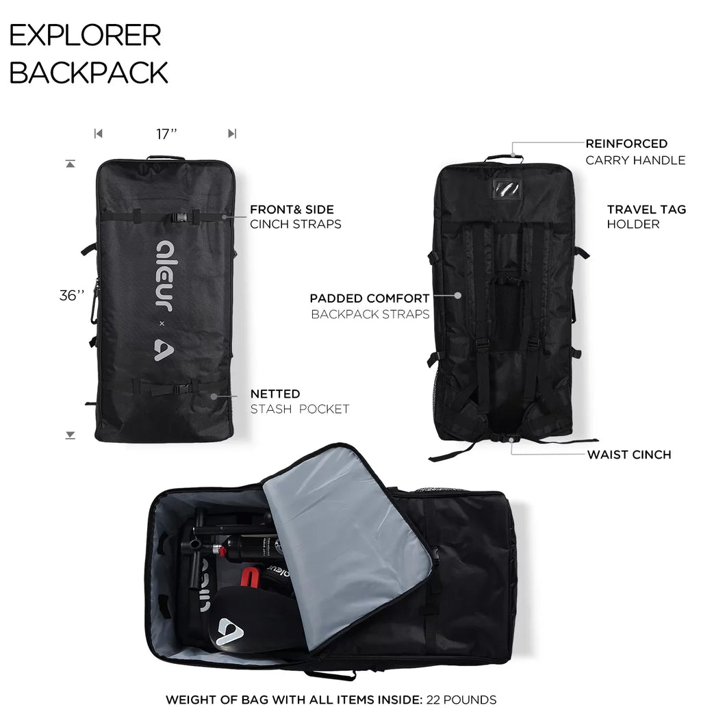 Deck, Up Hand Board and Stand Paddle W Non-Slip Leash, Paddle SUP Premium Backpack, Inflatable Explorer & Accessories Package Aleur Pump
