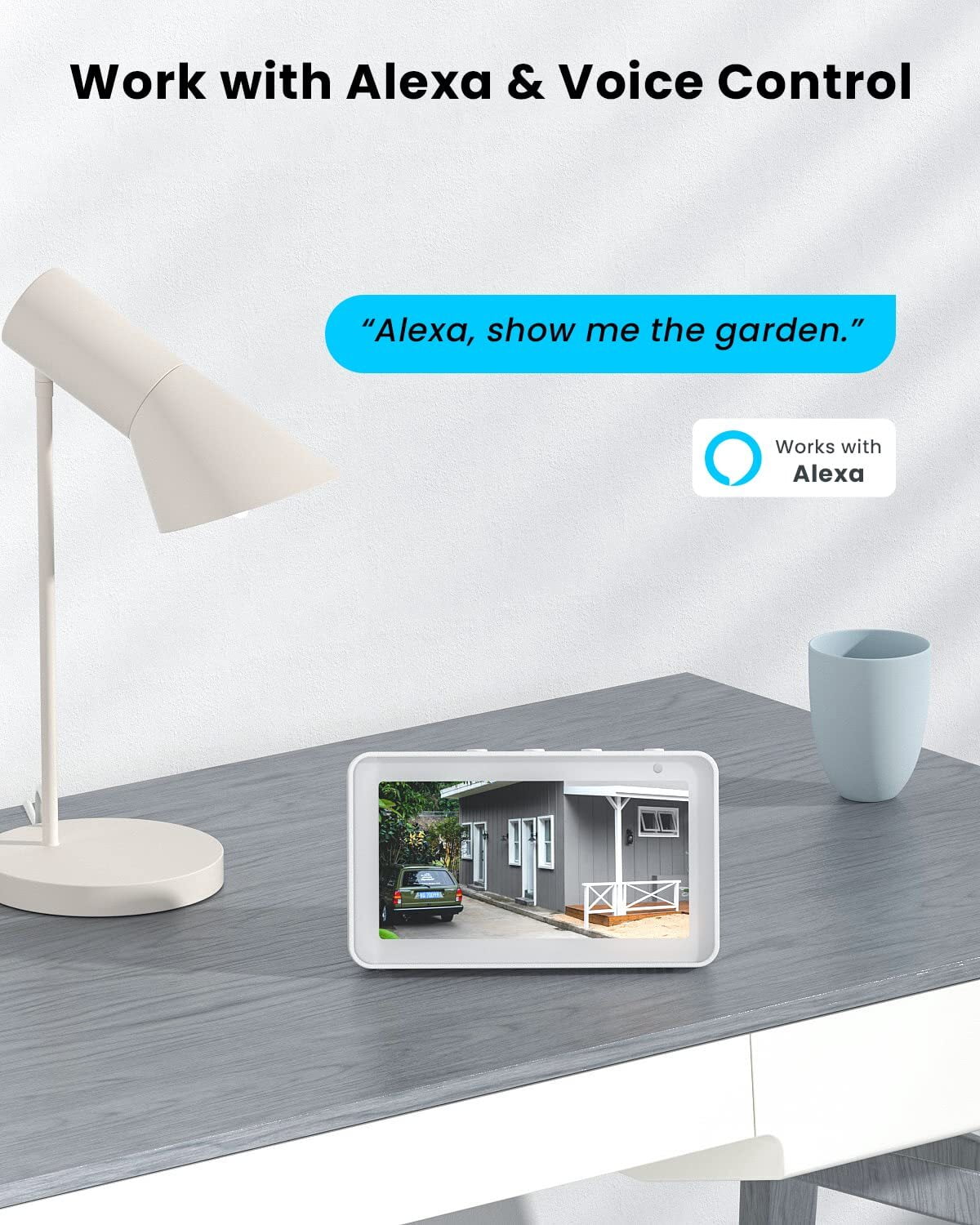 Wireless Detection, Spotlight, Vision, Solar Surveillance Outdoor Home Motion with View Night Security Solar PIR Powered Alexa WiFi 360° Cameras Camera, Color PTZ Outdoor, Battery 2K/3MP Work