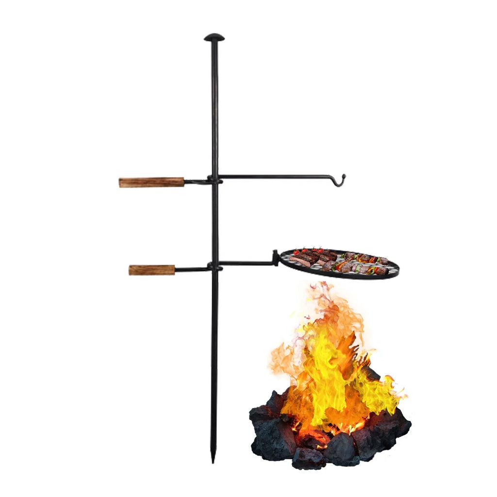 in1 Grill Campfire BBQ Fire Pit Grill Charcoal Adjustable DENEST Swivel 2 Outdoor Grill