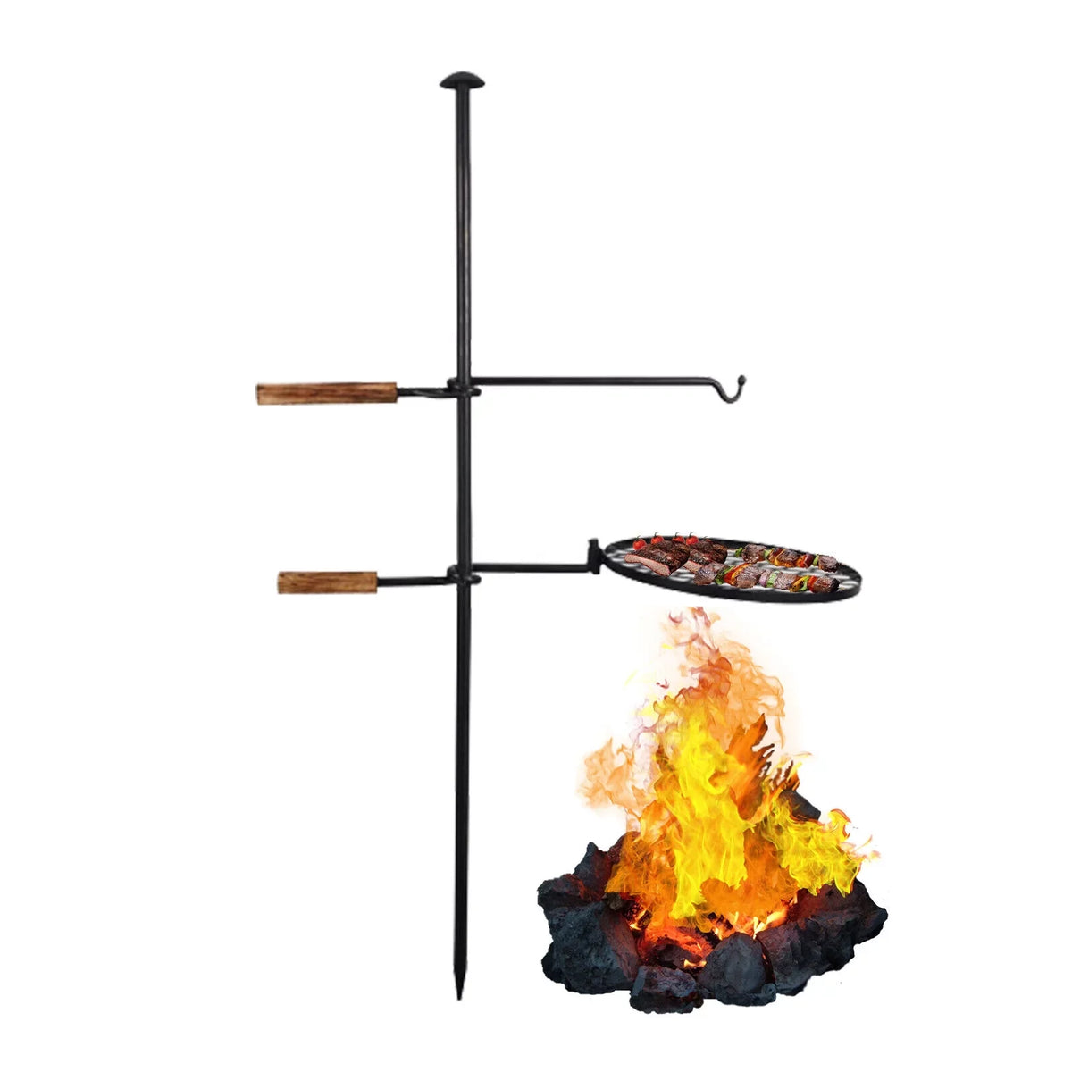 in1 Grill Campfire BBQ Fire Pit Grill Charcoal Adjustable DENEST Swivel 2 Outdoor Grill