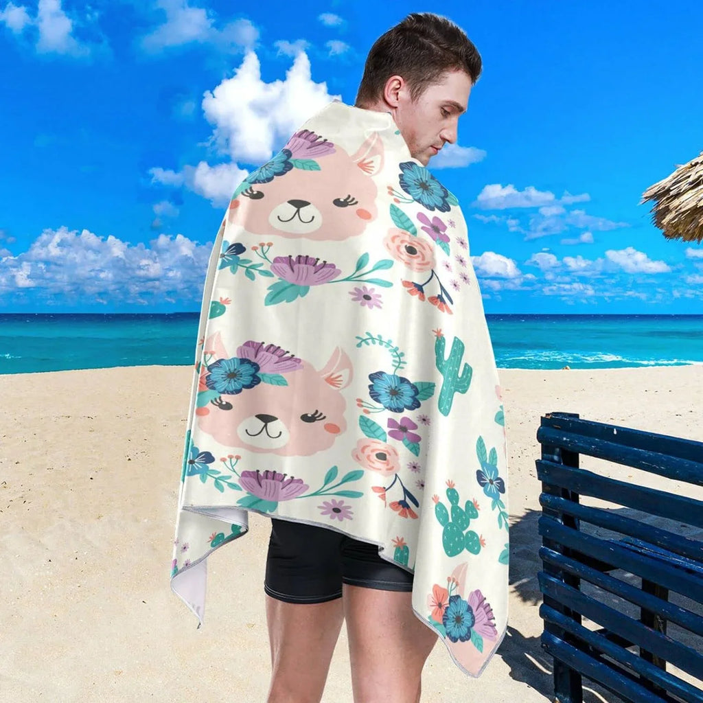 Quick Bath Free Blanket, Cactus Yoga Microfiber Sand Pool Bestwell Thin Dry Towel Towel Towel Beach Multipurpose Swim 30”X60” Llama Towel, Shower Lightweight Oversized