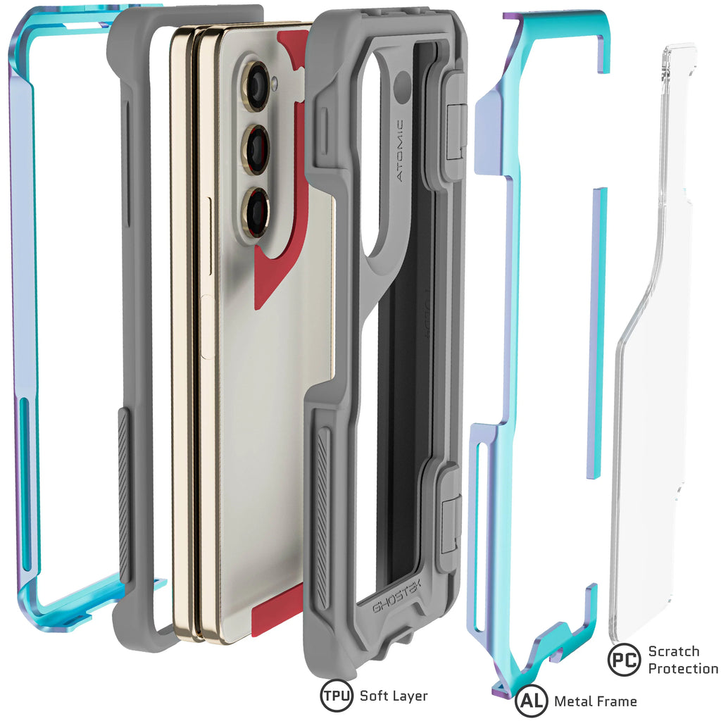 Cover Slim Z Ghostek Metal Atomic (Prismatic) Fold Clear Galaxy Case Aluminum Samsung 5 Phone