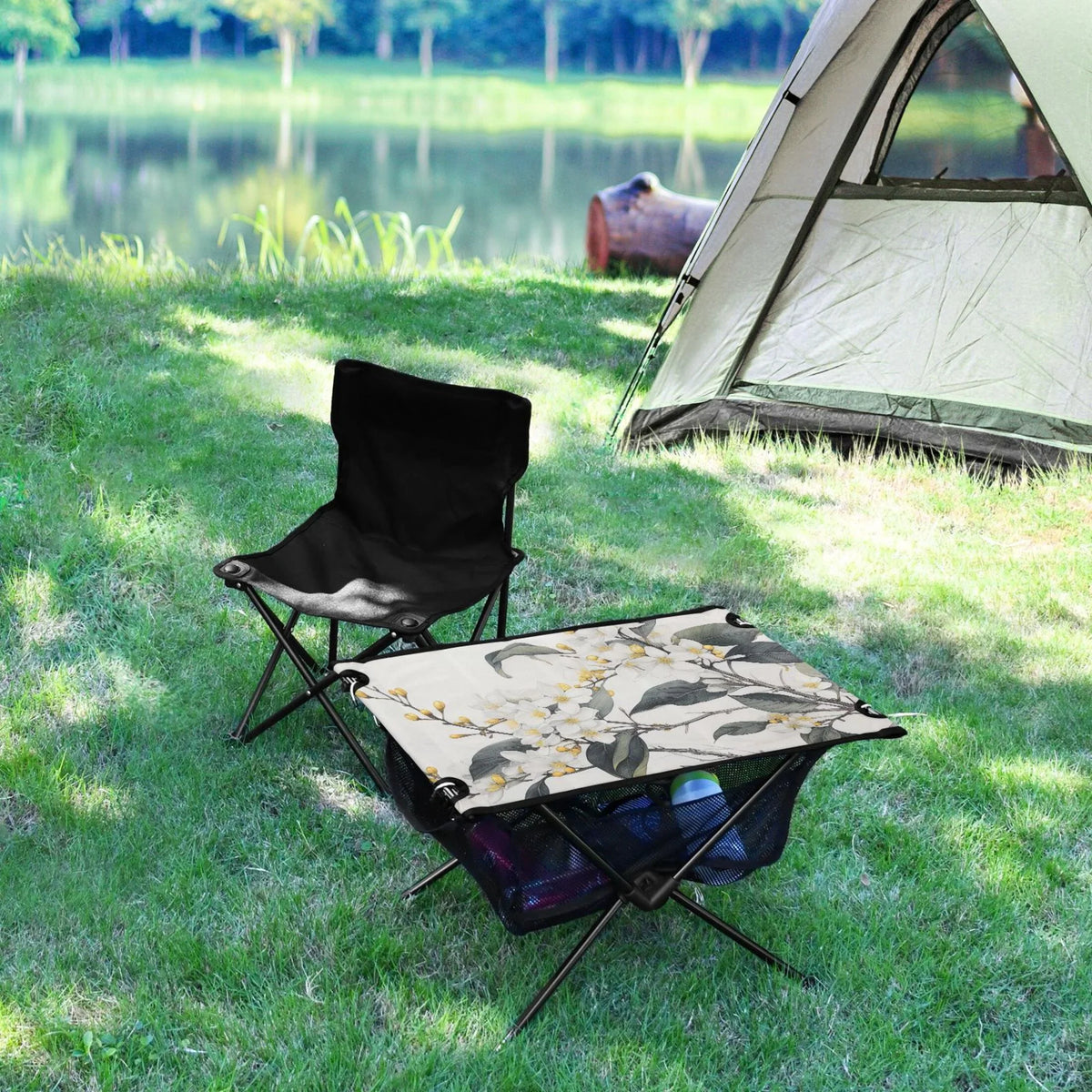 Flowers Jasmine Portable with Fishing BBQ Bag Outdoor Storage for Hiking Table Picnic Table Table Compact Beach Blooming Foldable Camping