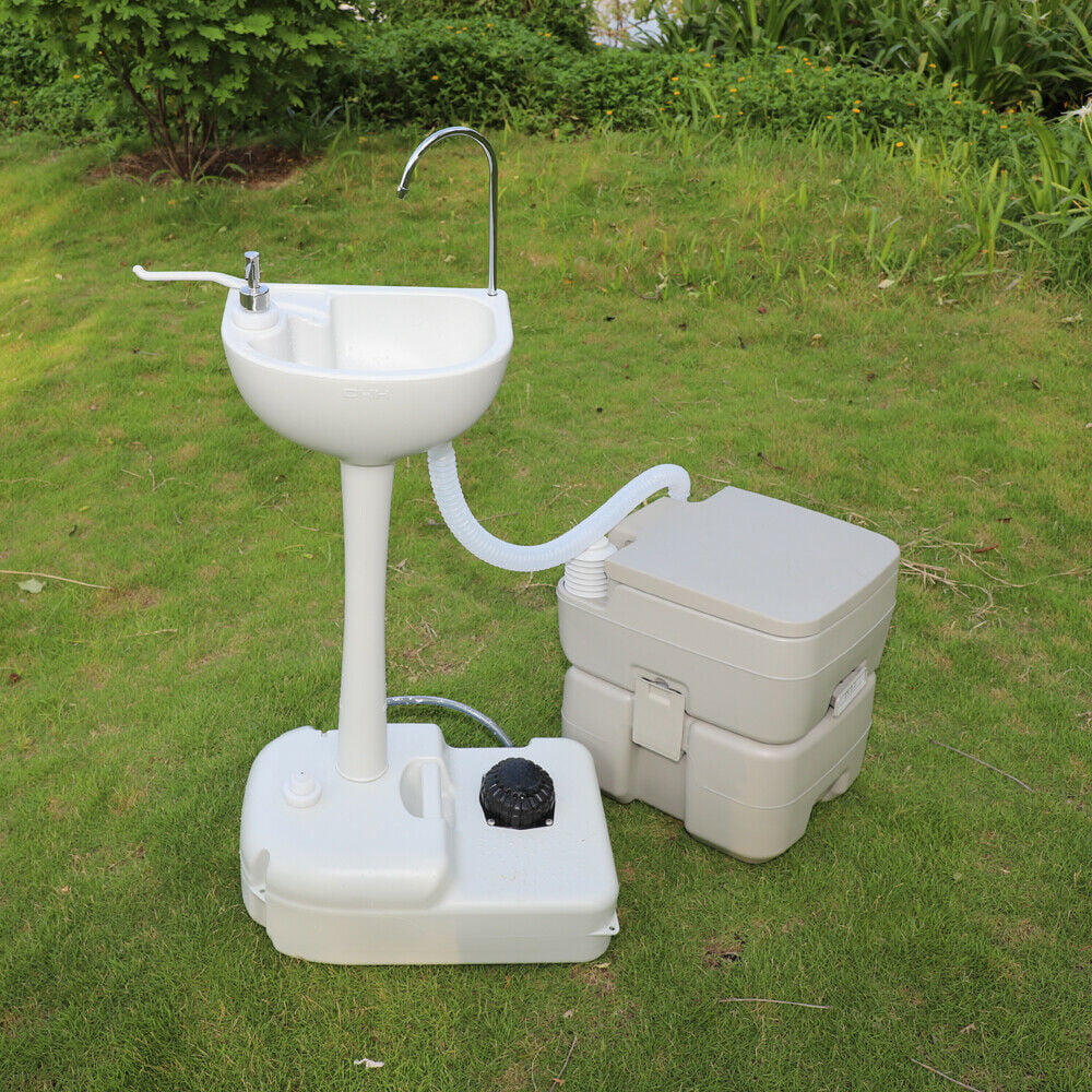 Tripper Camping Flushing Sink Boat Toilet Toilet Hand 5.3 5 Station Road and Camper Washing Portable RV Combo Gal Gal for