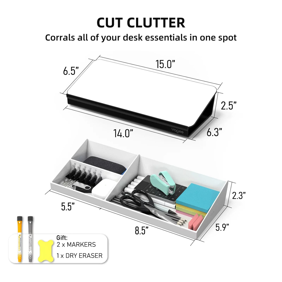 Design Accessories, Supplies for Board Desktop Split with Dry Home, YaGee Whiteboard, Erase School Desk Organizers Office