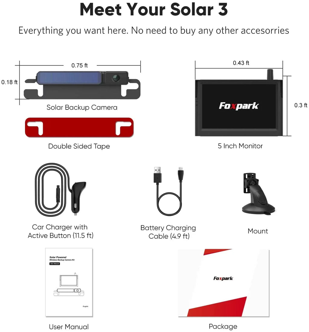 Wireless Camera License System Car, for Backup Wireless Plate View Reverse Camera Rear 2 Battery Installation,Solar for Solar Easy Parking Trailer with Channels Camera RV Monitor