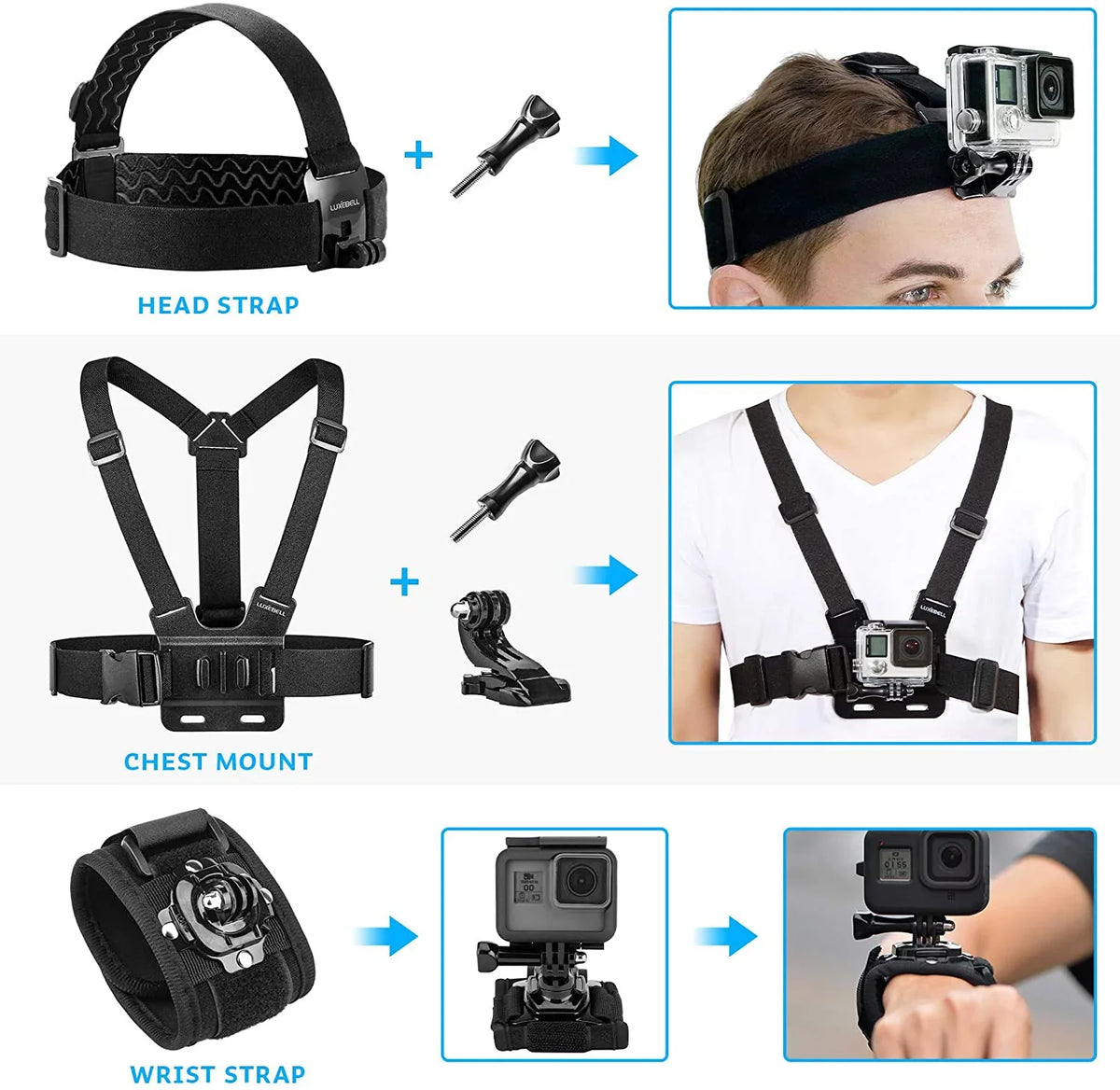 Accessories 4/3+/3/2/1 Camera AKASO 7 4K 5/Hero WiFi Action EK5000 5/Session GoPro 9 Hero for 8 Kit EK7000 6