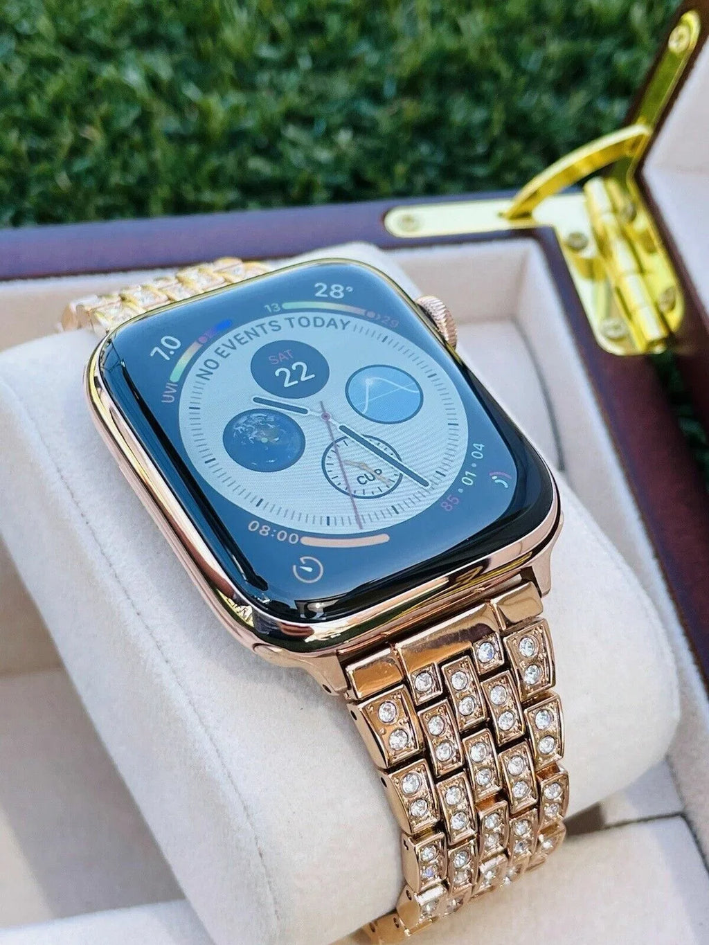 24K 7 Stainless 45MM Gold iWatch Steel Band Gold SERIES Rose Custom Rose