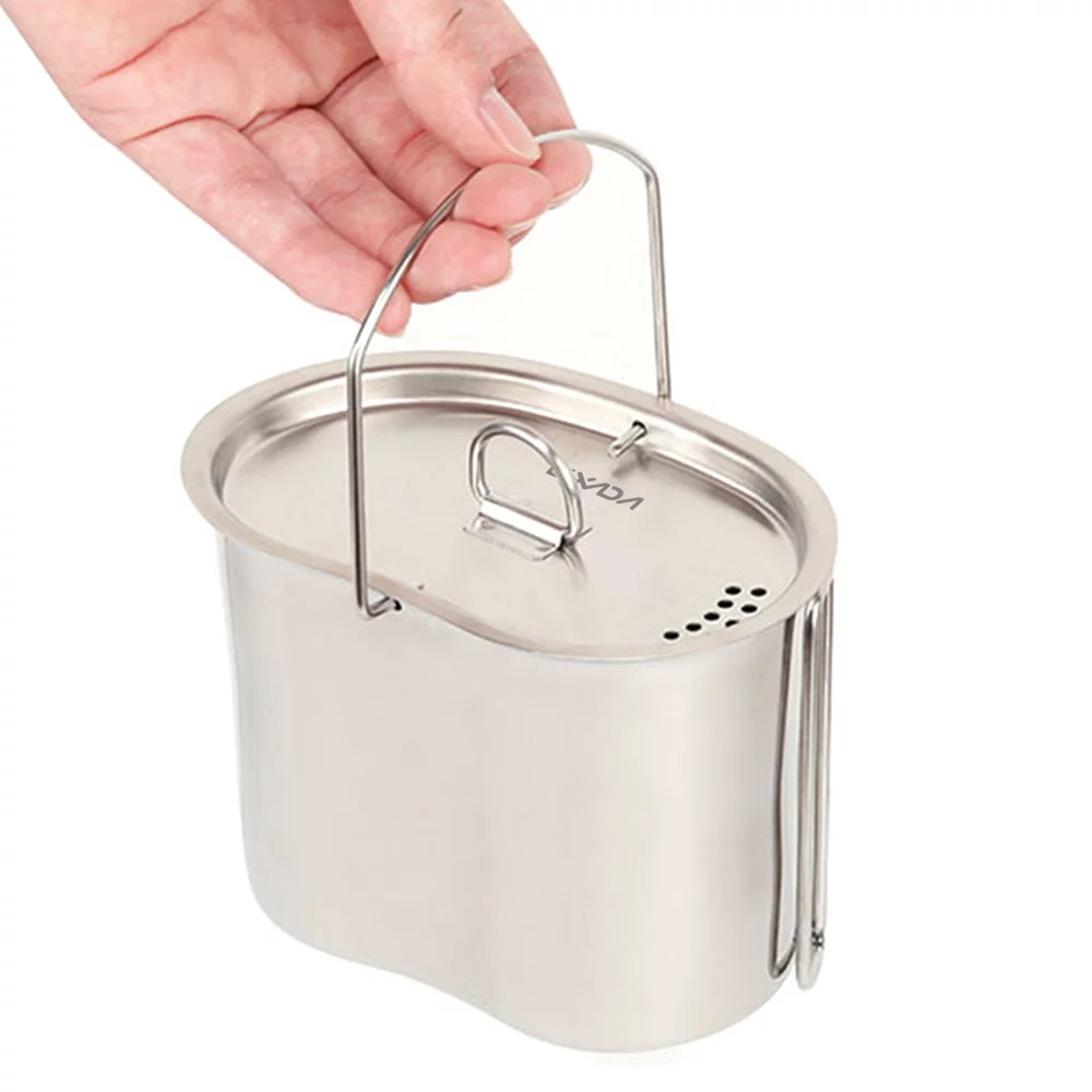 Cup Hanging Pot Cooking Stove Lixada Hiking Cookware Steel Reliable Survival Practical Stainless with Canteen Wood Set Picnic Equipment Backpacking Camping - for and