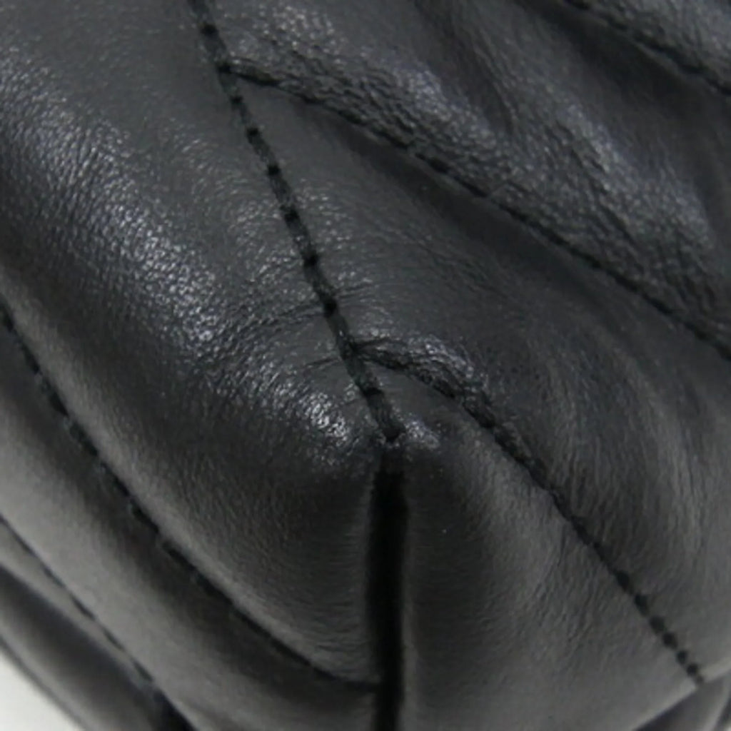 Chevron Chain Burch Black (Good) Bag Pre-Owned Leather TORY 58465 BURCH Quilted Women's Tory Shoulder Kira