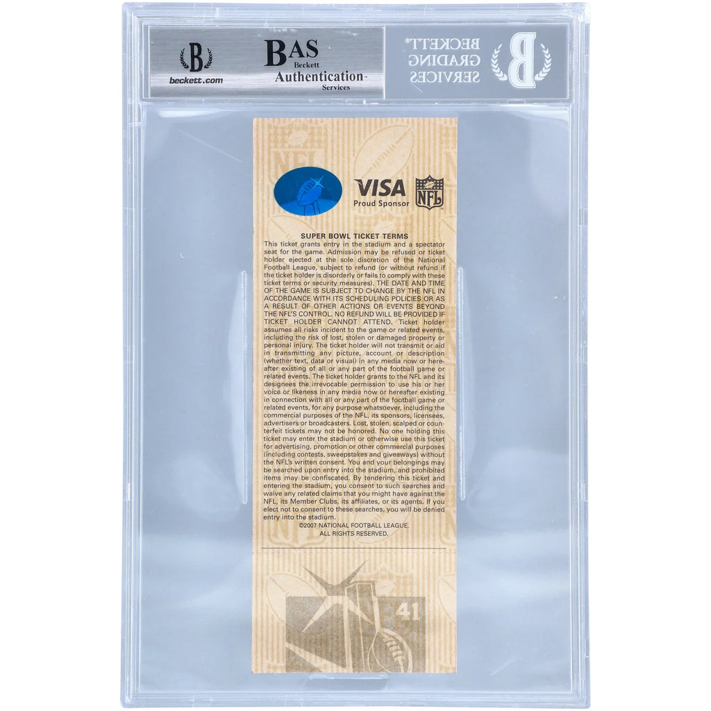 MVP" Super Bowl Ticket Witnessed Fanatics - "SB XLI Inscription Indianapolis Authentic Manning Beckett/Fanatics - with XLI Peyton Autographed Certified Colts
