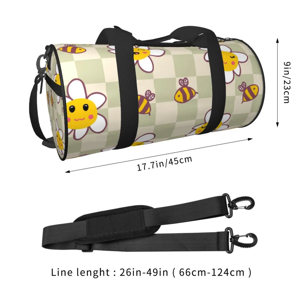 Weekenders ZICANCN Duffle Bag, Bag Bees Tote for Gym Sports Travel Bags Men Checkerboard Women Retro Daisies