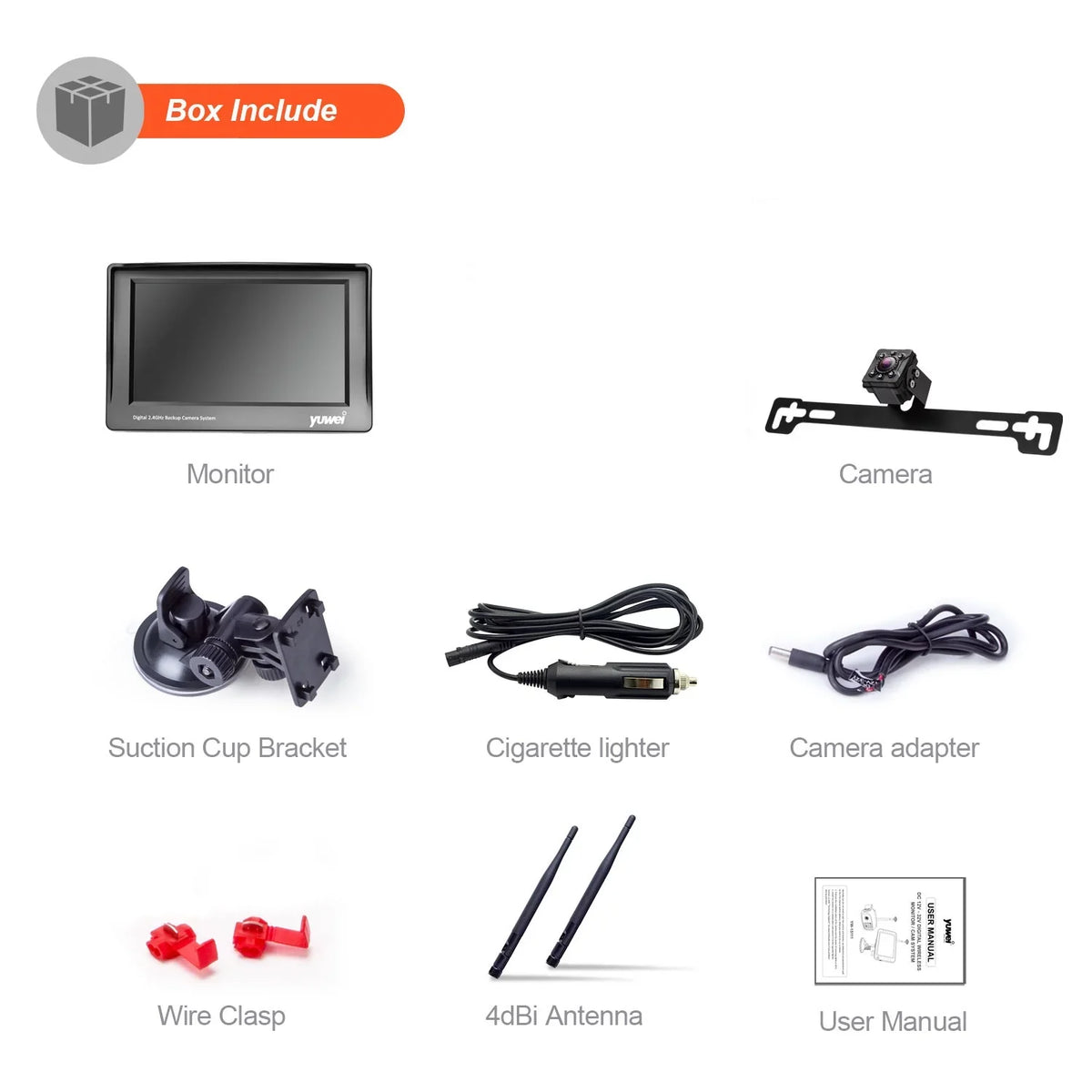 Camera Camera Plate Universal View Nightvision YW95319 System Backup with 4.3 inch Yuwei Monitor Wireless License and Rear