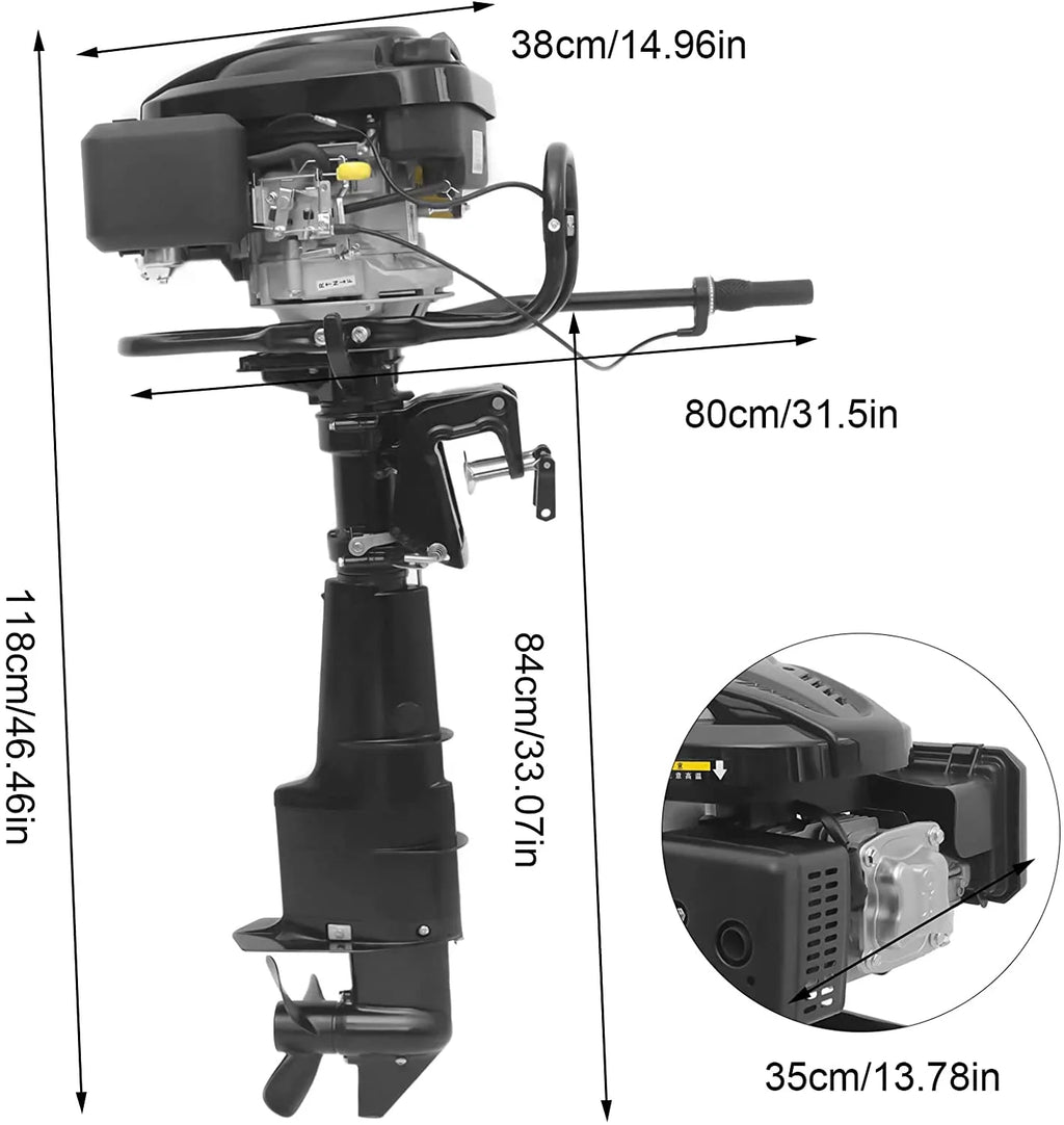with Black Outdoor Air Adventure Outboard 4 Motor Motor System Engine Fishing Aquaculture for 7.5HP MONIPA Heavy Outboard Duty Cooling Stroke Boat