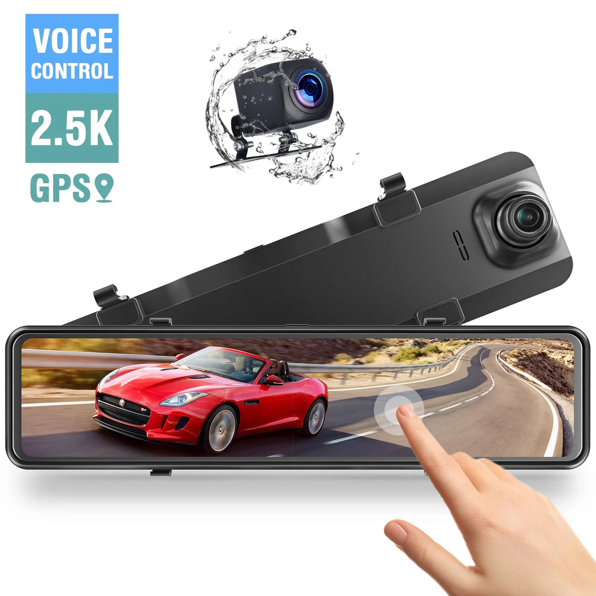 for Assist, 10" Camera, Backup Full Mirror Waterproof Loop and Dash Rear Rear Front Mirror Car, Touch View Reverse 1080P Recording, Dual G-Sensor Camera Camera, Screen, 2.5K TOGUARD Parking Dash Cam