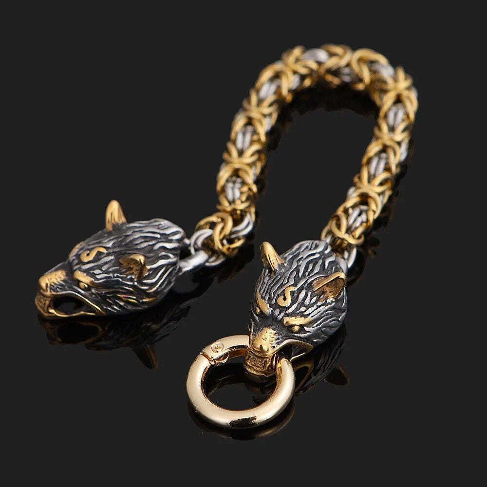 Handmade Men's Celtic Retro Bracelet Wolf Fashion Steel Stainless Jewelry Nordic