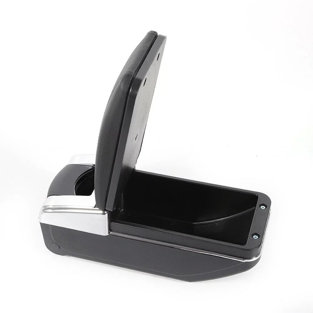OUKANING Console Latio Box Center 2007-2011 Console Center Storage for Car Nissan Versa Armrest Box Rotatable Black Tiida Leather