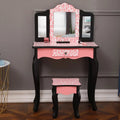with Dressing Organizer, Table Bedroom Topcobe 2 Vanity Girls, with Removable Stool Desk for Pink Set Makeup Vanity Mirror Drawers Table with Makeup Table