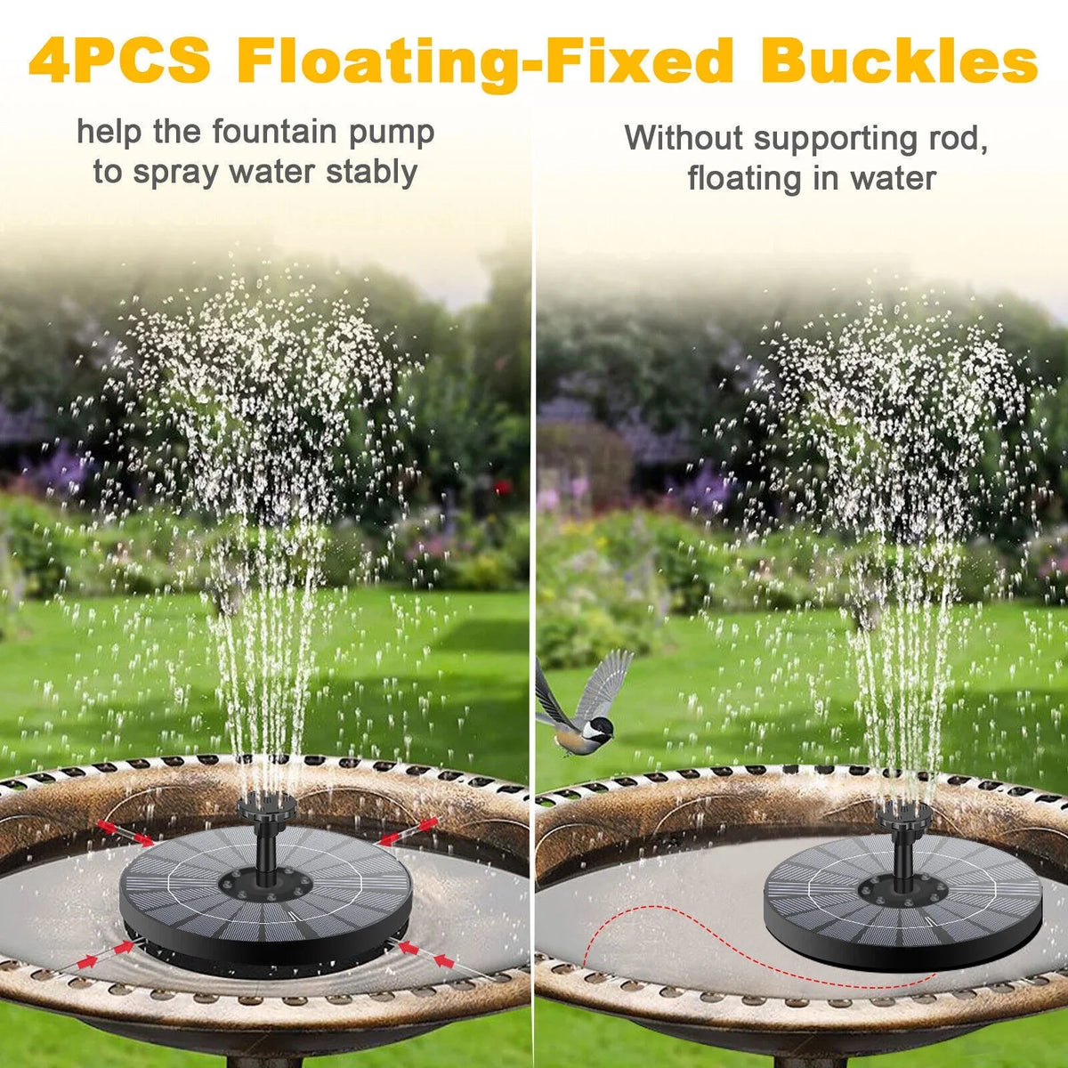 Solar Floating Pond Pool Bird Power Bath Water Outdoor Garden Pump Fountain 6LED