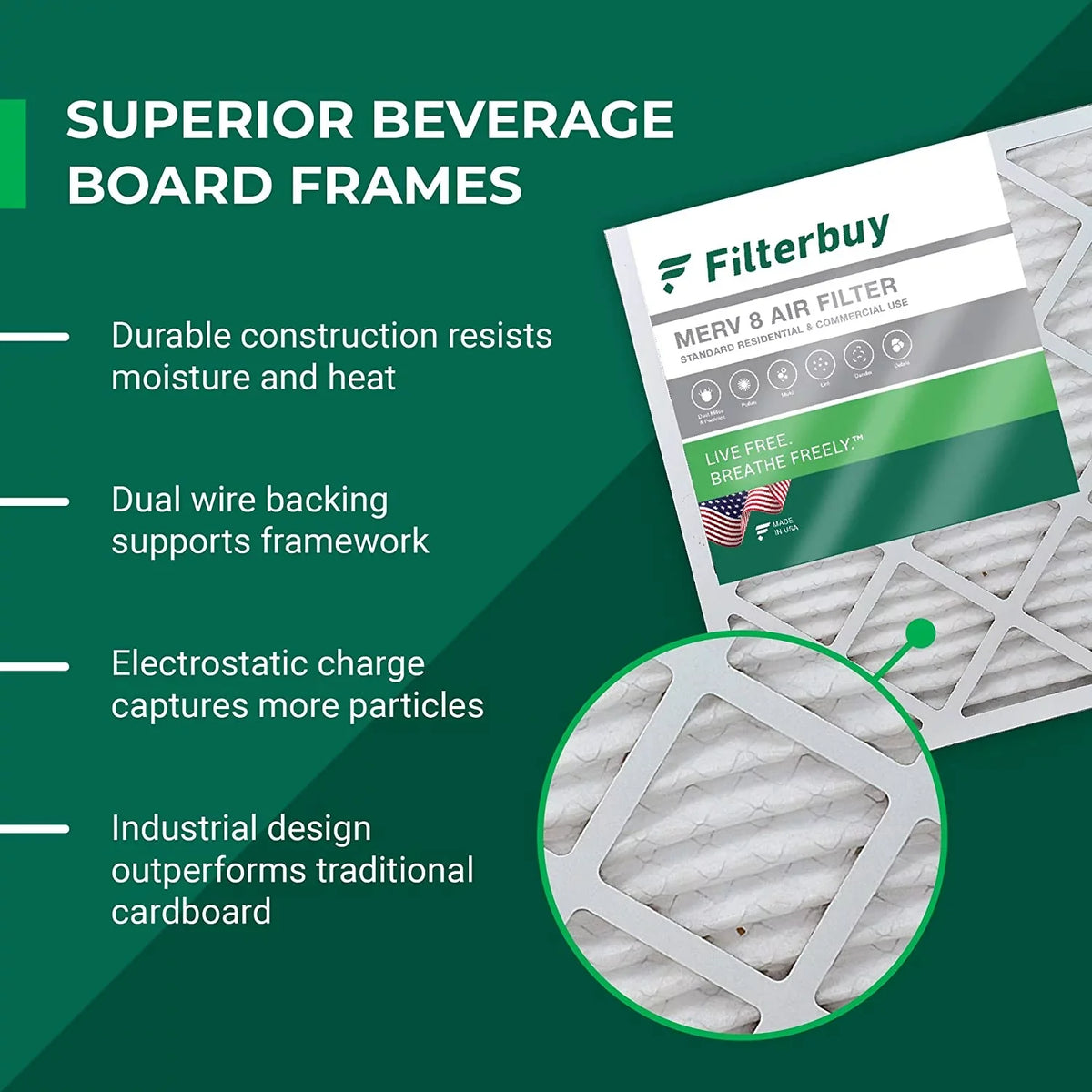 (6-Pack) Filterbuy AC 18x21x1 Air Filters HVAC Pleated MERV 8 Furnace