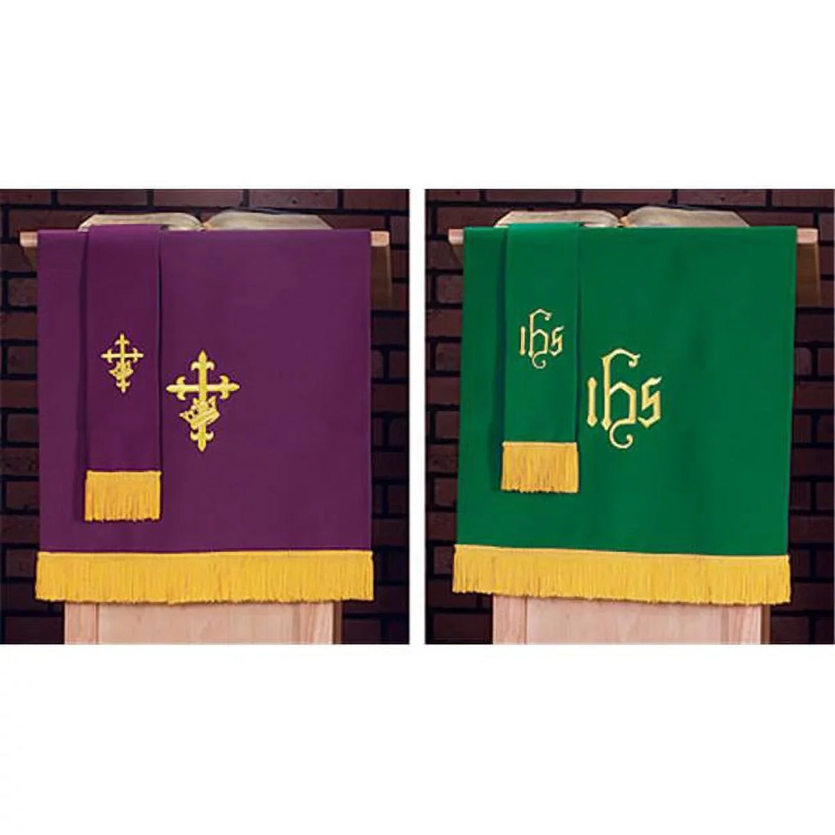 Purple Fringe Green KC135 & Scarf Christian Pulpit with Church Brands Supply