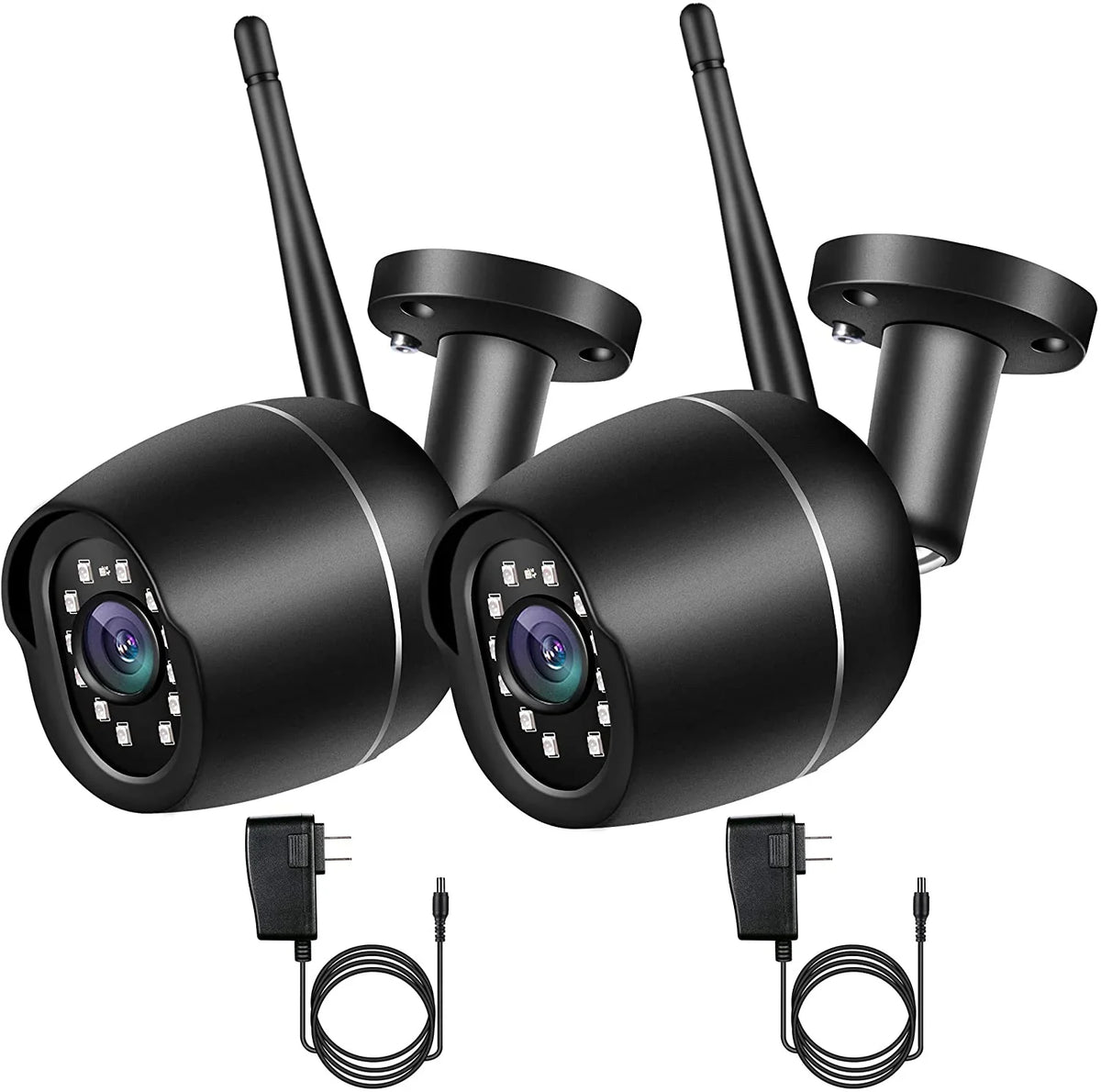 Cameras, Two-Way Bullet Full for Detection with Cloud, Card Alexa Audio, Case WiFi Cameras Camera Waterproof 2 Security Pack Security 1080P Metal Home SD Outdoor Compatible Motion Alert,