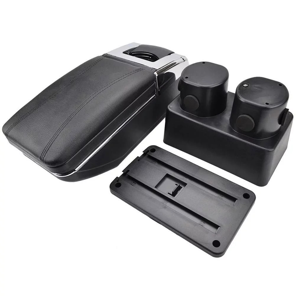 OUKANING Console Latio Box Center 2007-2011 Console Center Storage for Car Nissan Versa Armrest Box Rotatable Black Tiida Leather