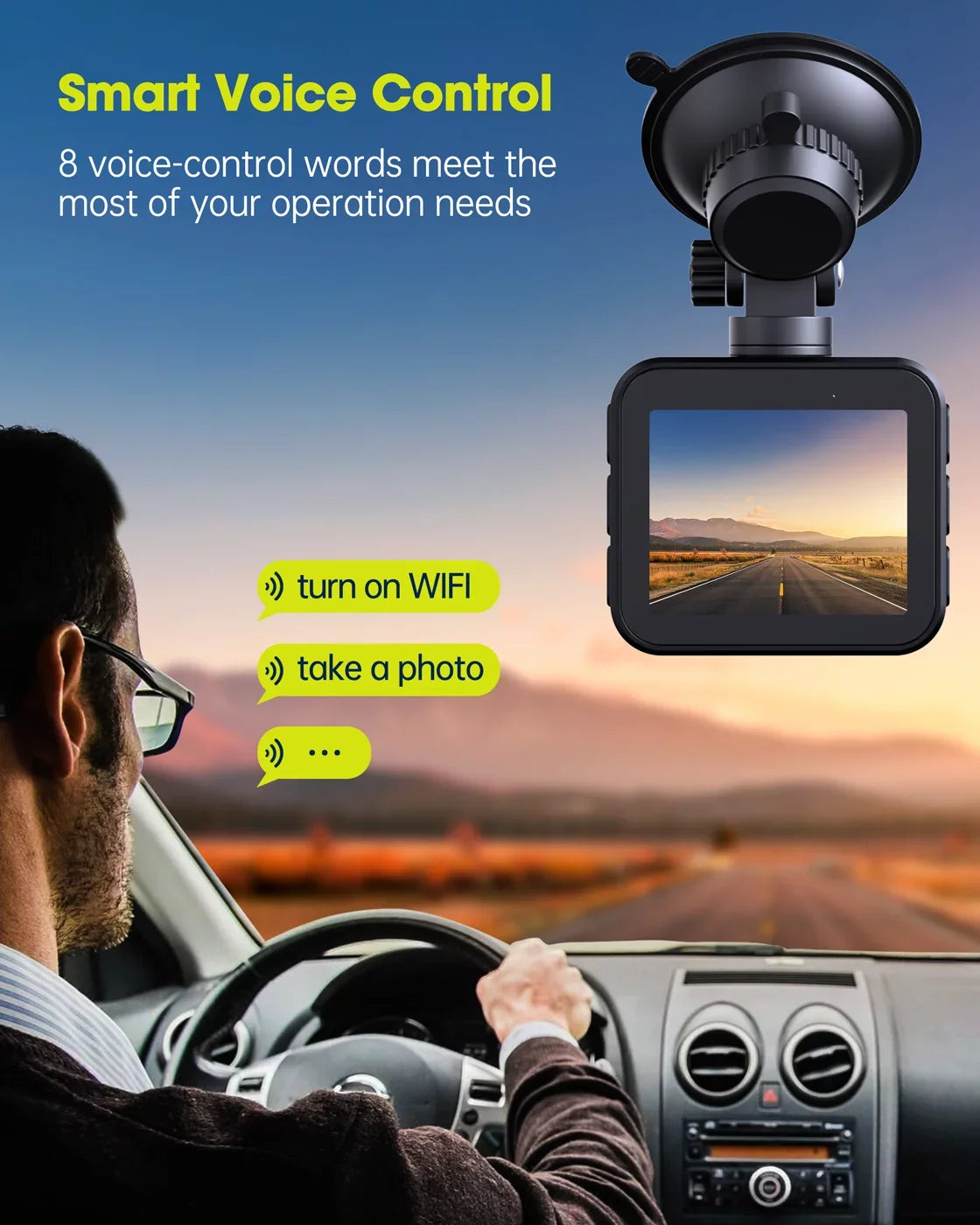 Front Camera TOGUARD Cam with Super Built-in WiFi UHD 4K Night Control GPS Camera for Dash Voice Car Car Vision,
