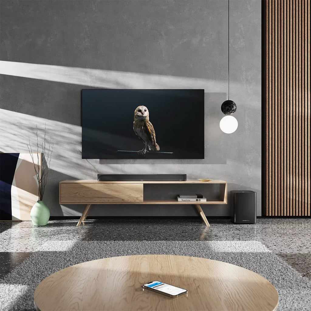 DTS:X Ambeo Soundbar AMBEO Sennheiser 8in Sub and 350W Atmos with Soundbar 7.1.4 Bluetooth Subwoofer Wireless Channel Plus Dolby with with