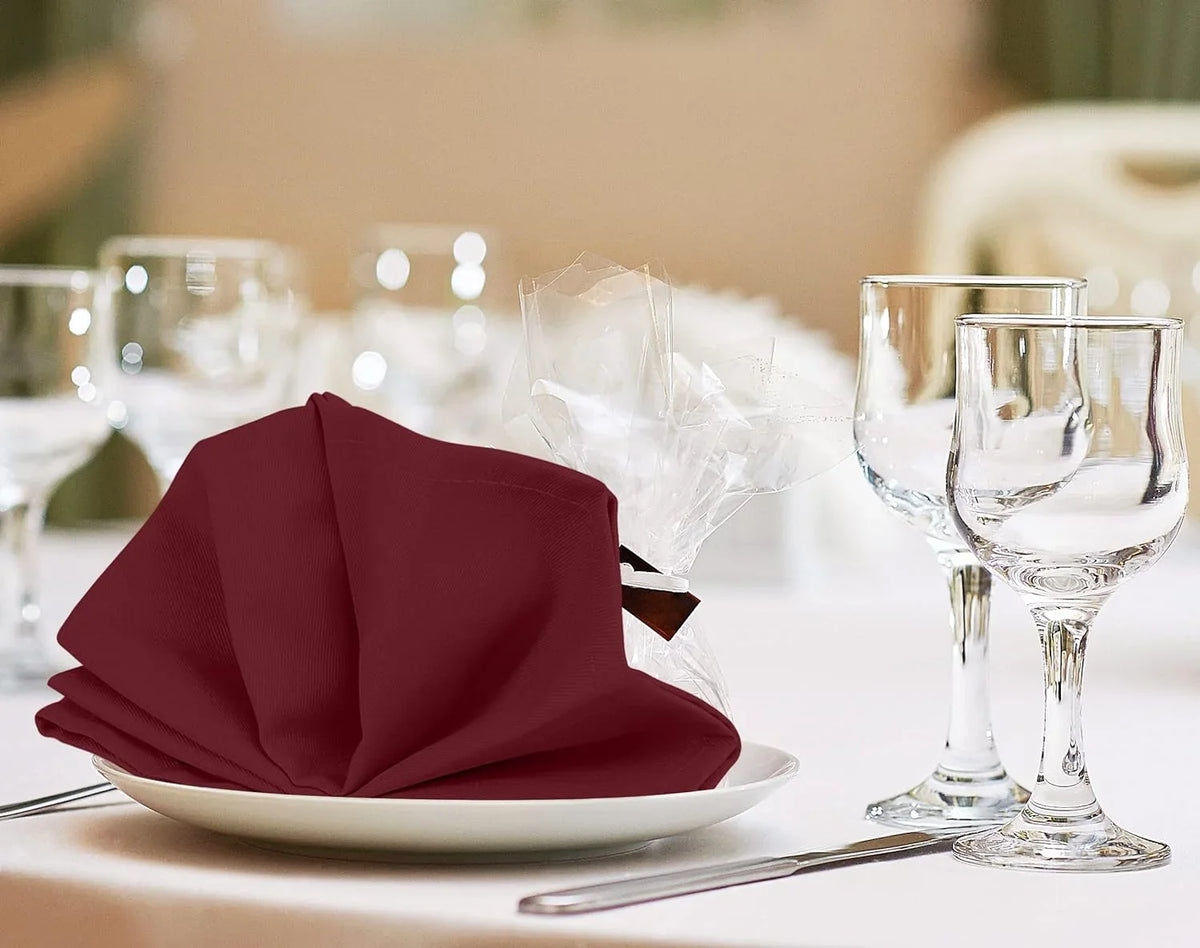 Lunch, Weddings, Washable Restaurant, 18x18 Inch] Cotton Blend Burgundy Hotel, Table [12 Pack, Reusable Inch Napkins Dinner and for Napkins 18x18 Kitchen Cloth Parties Event and Utopia Burgundy