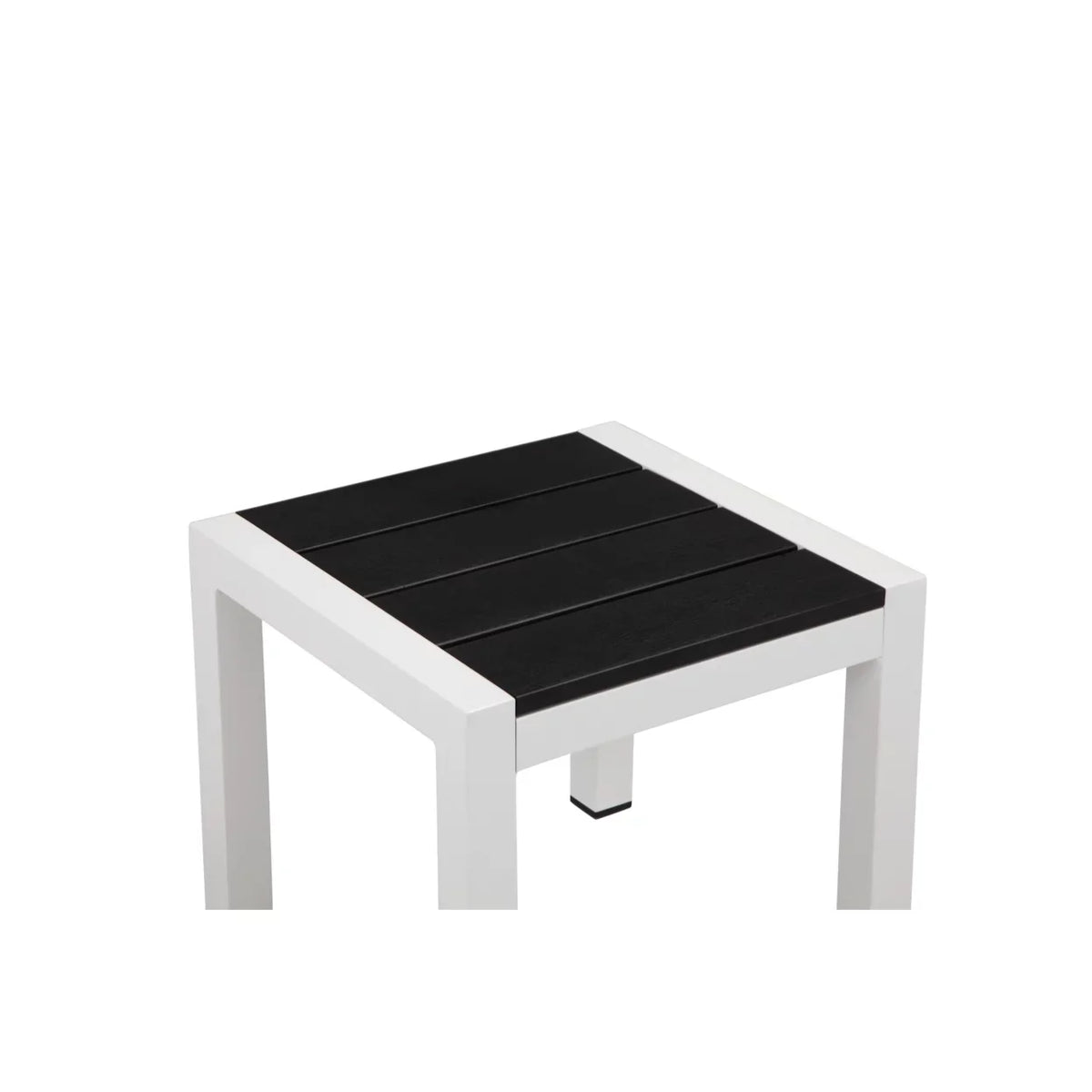 18 Side Josh Aluminum Polyresin Table, Inch Frame- Black Jet Sherpi Saltoro Planks, End