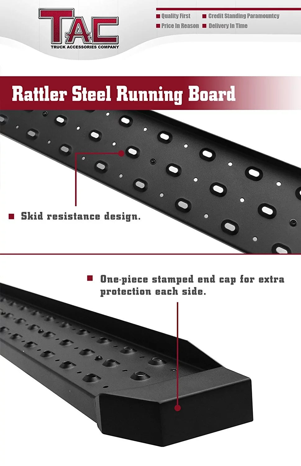 Size) Promaster Running Step Step 136”/159” Side Utility Boards Wheel Dodge Accessories Bars TAC Fit Exterior (Full 6.5” Black 2014-2024 Nerf Base Rails Van Side Bars Off Road 2pcs
