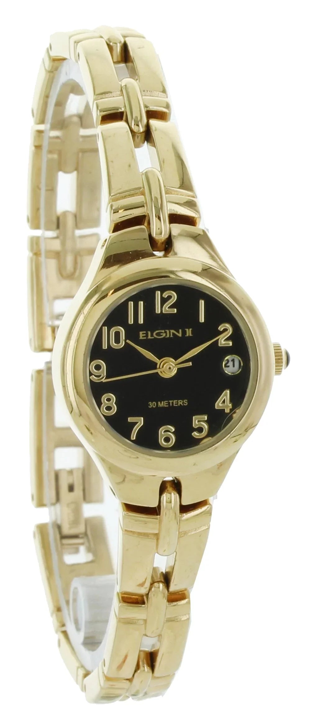 Tone Gold Bracelet Round Analog Date Elgin Style Women's Watch