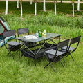 Outdoor Party, 5, Camping, Patio, BBQ, Picnics, Folding of Indoor, Table and Chair for Set Outdoor Black/Gray Beach,Backyard, Set