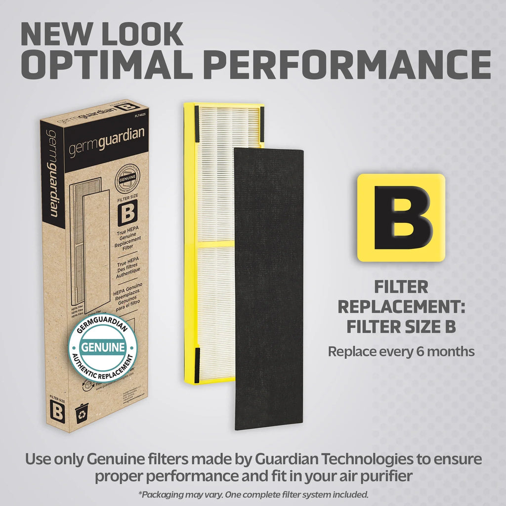 Pure Replacement Filter Filter B Air FLT48254PK GermGuardian for 4-Pack, Purifiers, Genuine HEPA