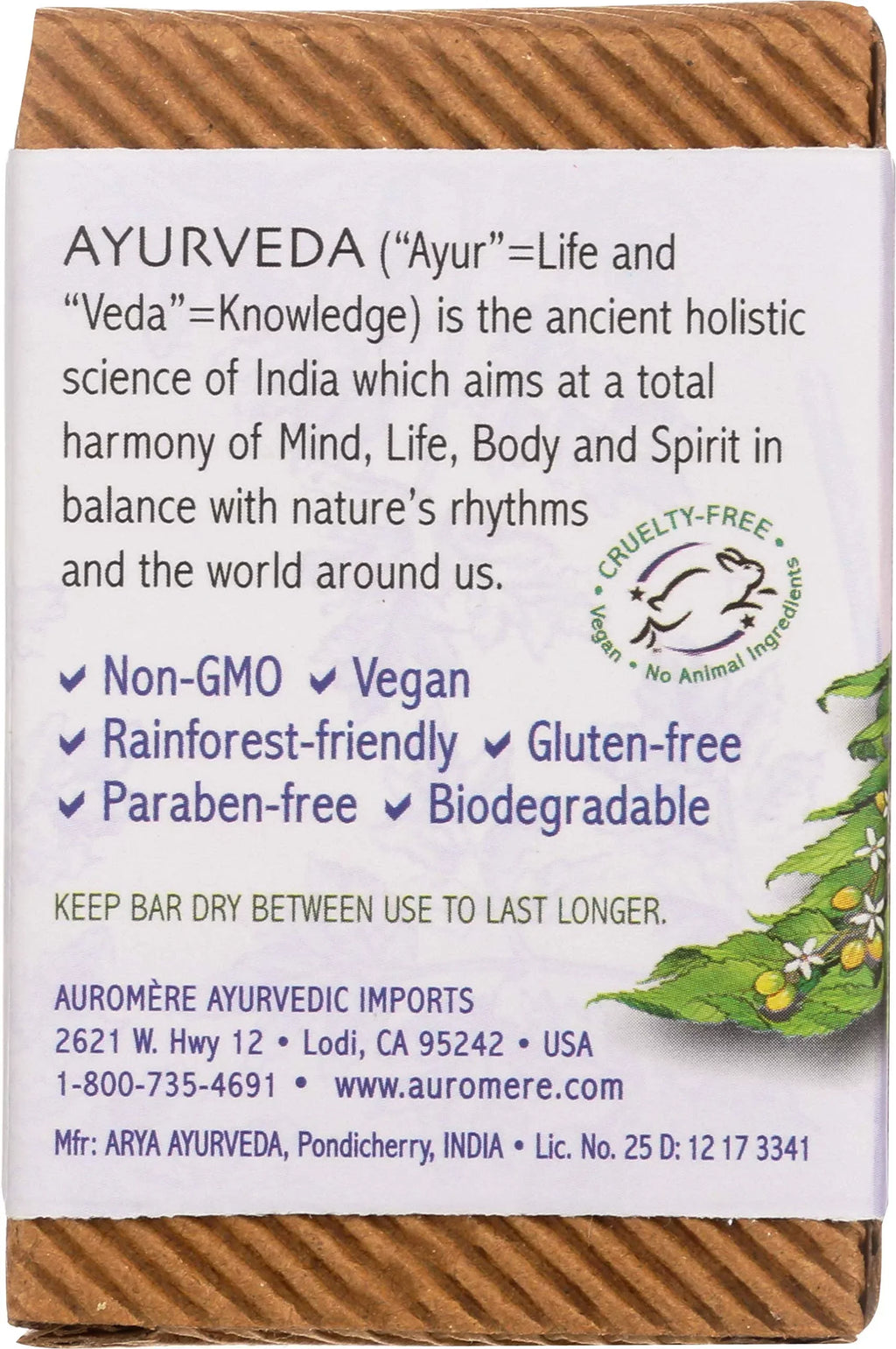 Free, Non Oz), Neem Lavender Natural, Auromere Cruelty 4 Handmade, Eco Pack. Bar - (2.75 Vegan, Ayurvedic Gmo Soap, Friendly,